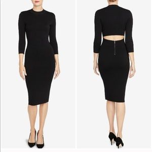 Rachel Roy Black Sweater Dress Keyhole Back Sz L